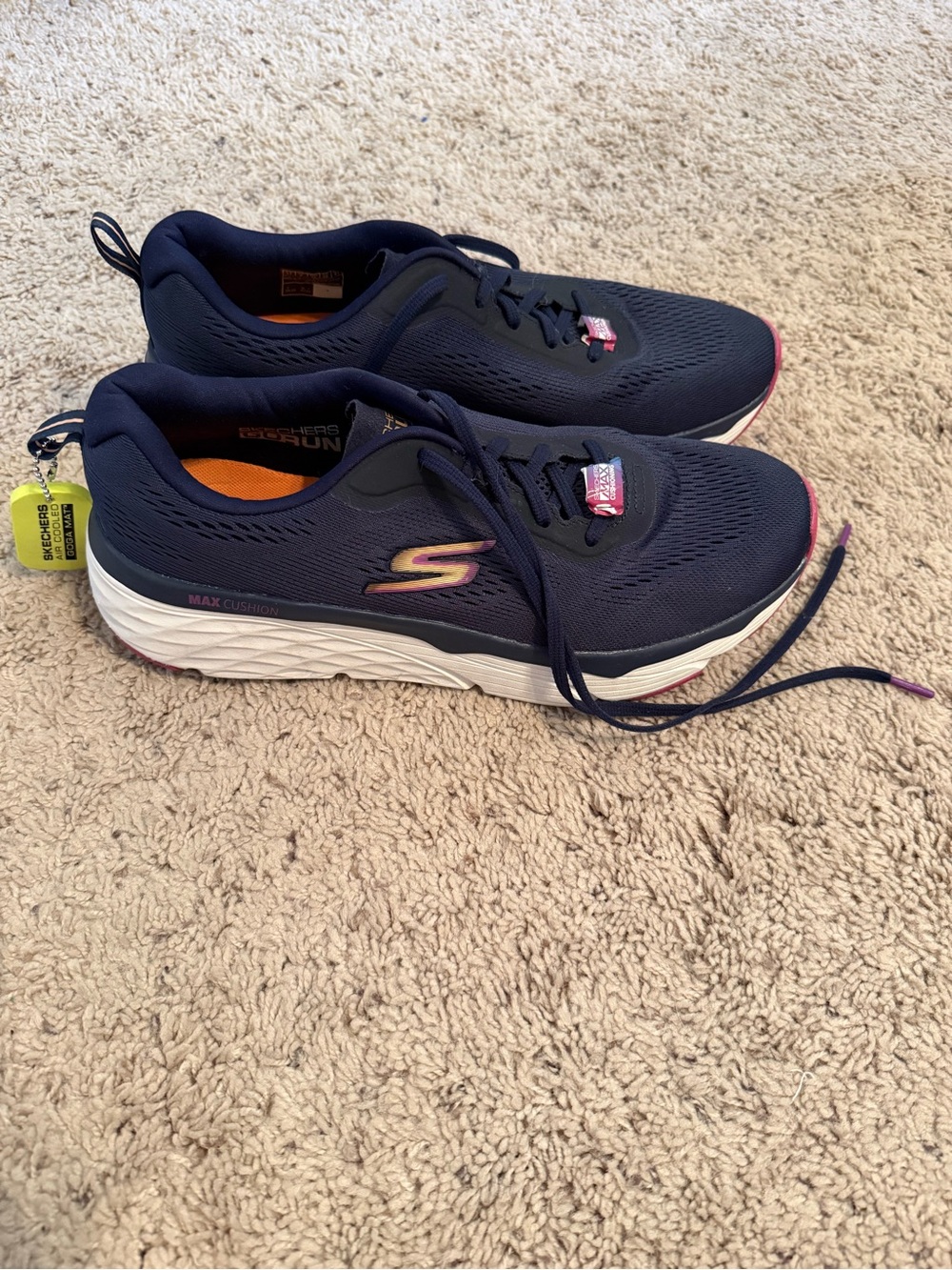 Skechers Navy Running Sneakers with Pink Trim